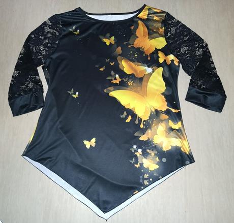 Černé triko s motýlky, xxl