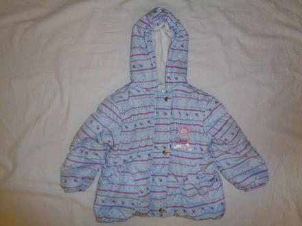 Krásná modroučká zimní bunda s vločkama, 86