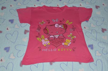Stř. růžové bavlněné tričko s hello kitty, třpytky, 116