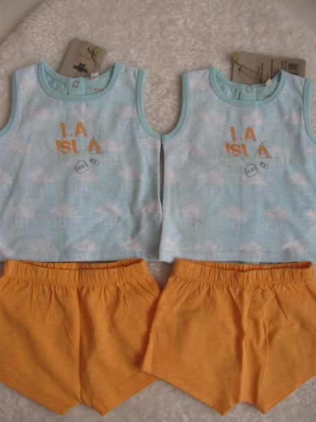 Letní souprava-tričko+šortky / dvojčata, 56