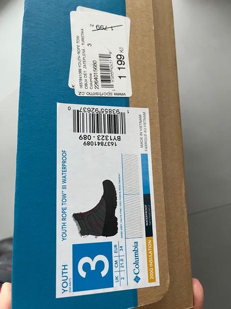 Sněhule columbia zateplen.šedorůžová 34 waterproof, columbia,34