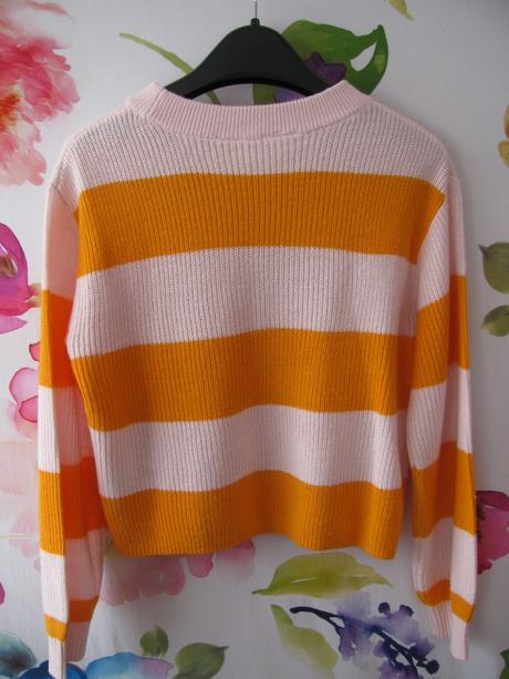Dívčí pruhovaný crop top růžový svetr h&m, h&m,152