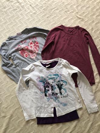 3 trička dlouhý rukáv velikost 134/140, yigga,134