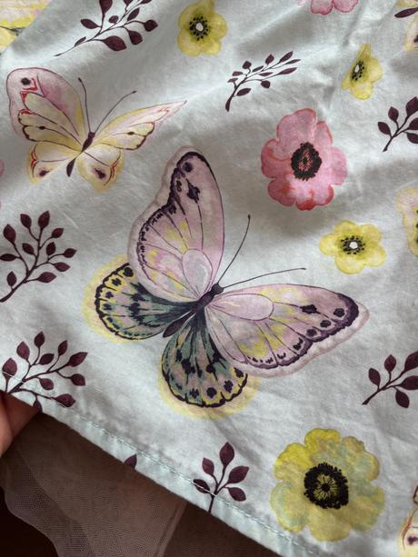 Ob/ šaty letní tyrkysové s motýli - v.7/8 let, m&co,128