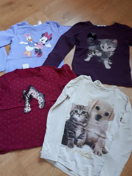 3x tričko s dlouhým rukávem, h&m,110