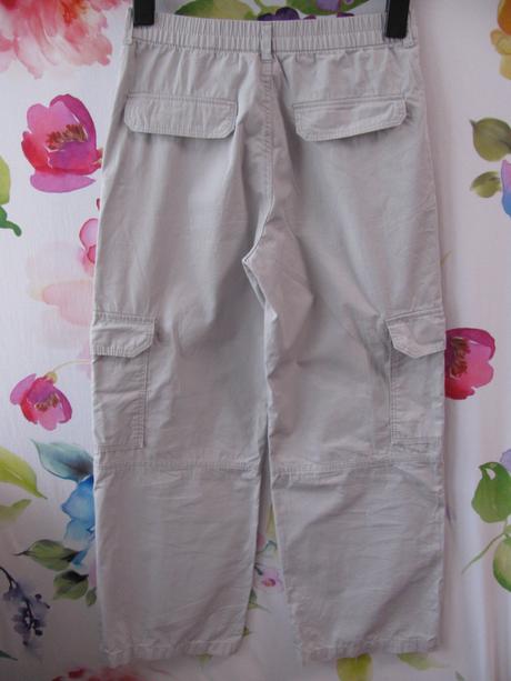 Dívčí sv.šedé kalhoty, plátěné kapsáče, h&m,164