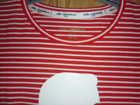 Červeno - bílé dámské tričko karl lagerfeld, s