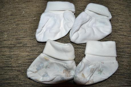 2x kojenecké bavlněné bačkůrky 0-3 měs., <17