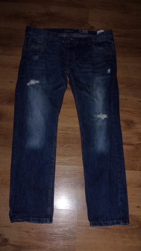 Trhané džíny zn. denim, vel. xl, w38l32, denim,xl