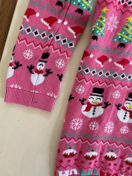 Růžový vánoční svetr se sněhuláky, vel 146/11 let,, next,146