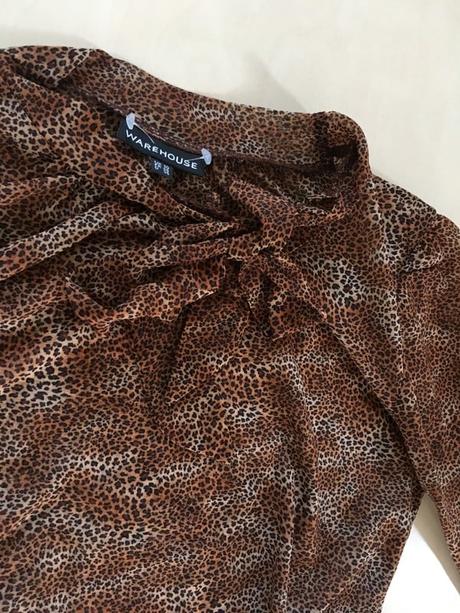 Šifon leoard halenka s mašlí, vel s/m, warehouse, warehouse,s