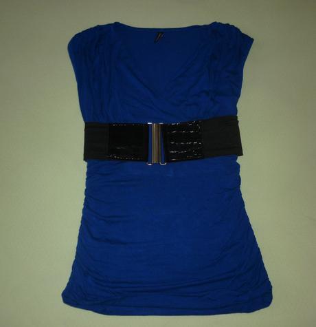 Modrý top s černým páskem amisu, amisu,xs