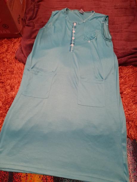 Košile noční tyrkysová bez rukávů, m