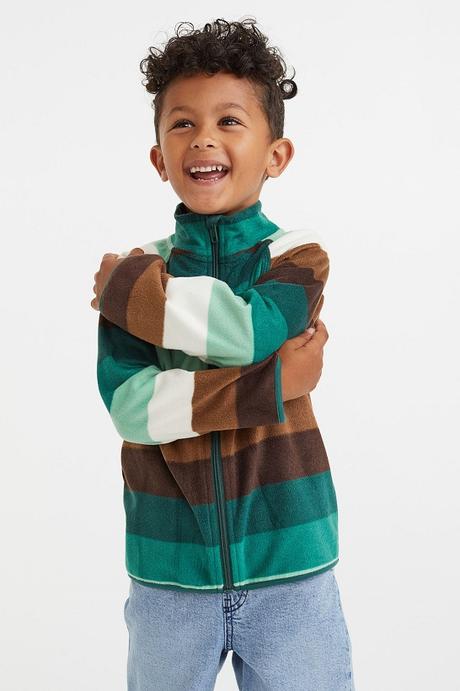 Fleecová pruhovaná mikina h&m vel. 122/128, h&m,122 / 128