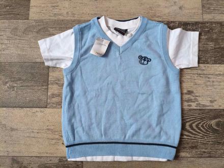 Triko + vestička s opičákem pro kluka, next,86