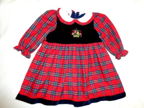 Krásné modročervené flanelové šaty, baby club,86