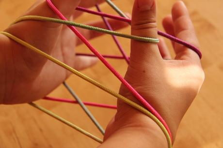 Retro dětská hra přebírání provázku, 