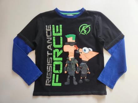 Phineas a ferb triko s dlouhým rukávem vel. 152, disney,152