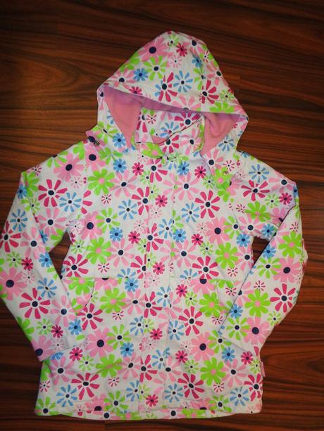 Květovaný nepromokavý kabát podšitý flízem, kids,140