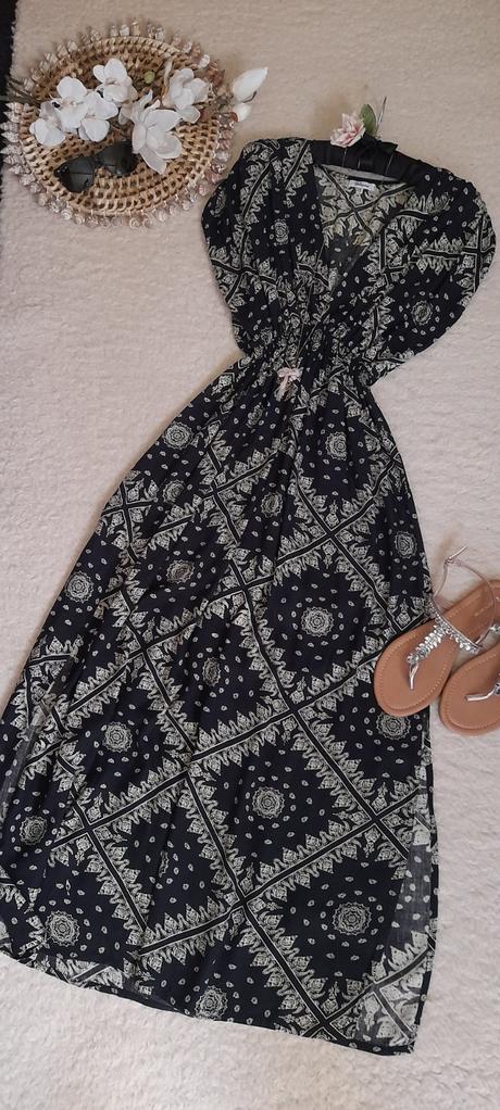 9eleven vzorované bavlněné dlouhé šaty,