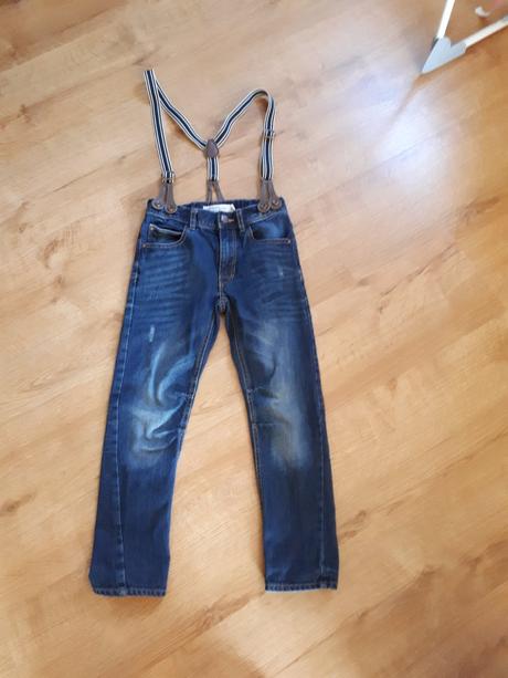 Bezva dřené džíny rifle s kšandama, lindex,122