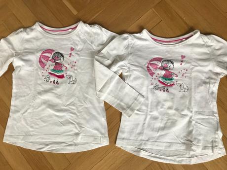 2x tričko dlouhý rukáv, holky v sukni, 104, c&a,104