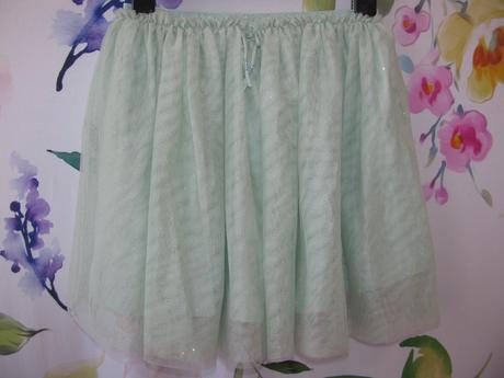 Krásná tylová mátová sukně s třpytkou h&m, h&m,140