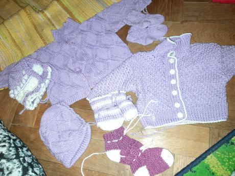 Nádherná sada přízoví/pletená na holčičku,miminko, 50–62
