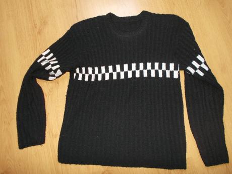 Dámský svetřík s bílým pruhem, l