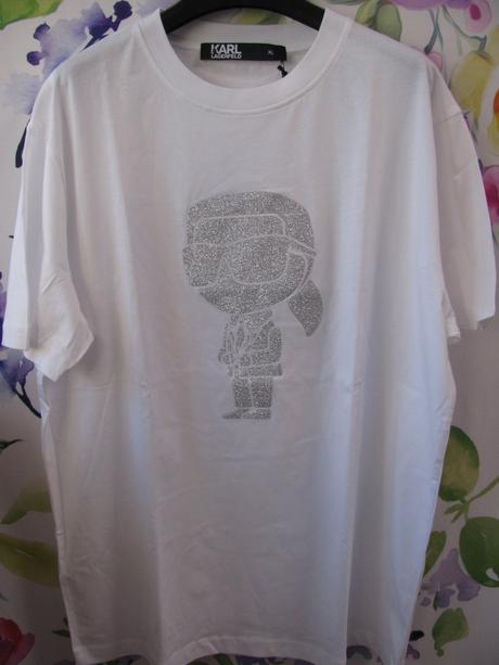 Bavlněné bílé tričko s potiskem karl lagerfeld, xl