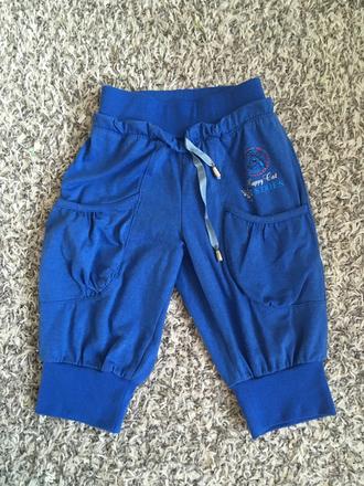 Modré kraťasy až tříčtvrťáky (vel. 98/104), 98