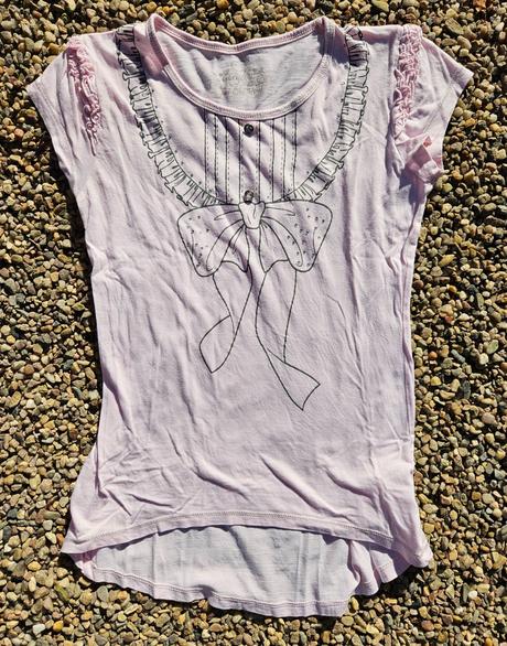 N69	dívčí třpytivé triko s mašlí vel. 158, 158