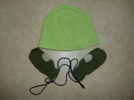 Fleecová čepice + rukavice, vel. 122/128, 122