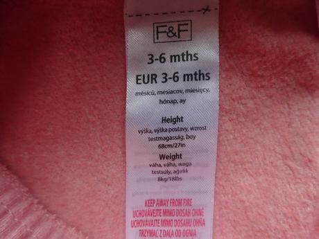 Růžové tepláky, vel. 68, f&f,68