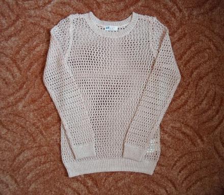 Růžový pletený svetr svetřík, h&m,146