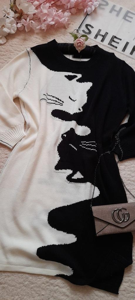 Shein kočičí svetrové šaty, xl