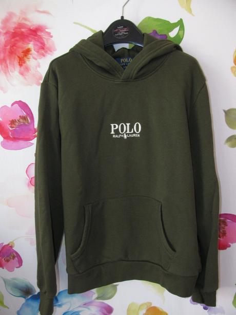 Luxusní olivově zelená mikina s kapucí /unisex, ralph lauren,170
