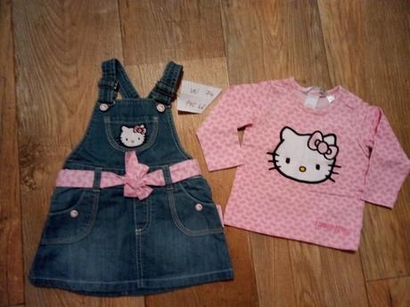 Komplet - šaty a tričko hello kitty,top stav,v.74, h&m,74