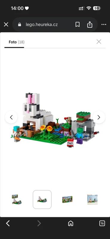 Lego minecraft 21181 králičí farma, 