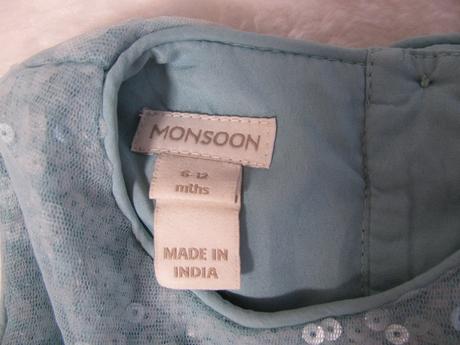 Tyrkysové dívčí šaty s plisovanou sukní v.6-12 měs, monsoon,80