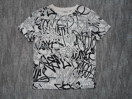 Bílé tričko triko krátký rukáv, h&m,146