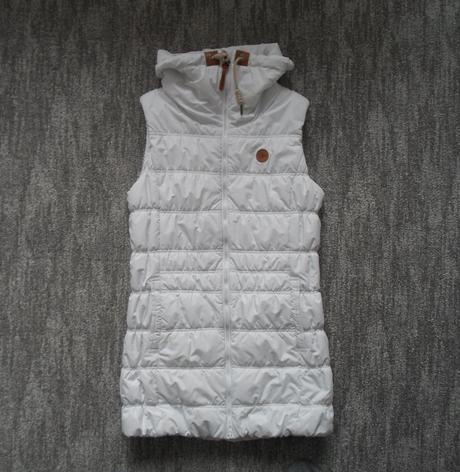 Bílá dlouhá delší zateplená vesta sam, sam73,s