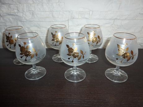 Koňakové skleničky - zlaté zdobení, 