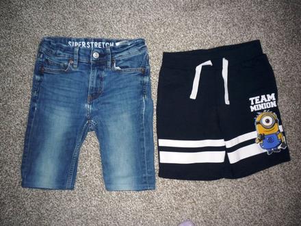 Džínové a balvněné kraťasy vel 134, 134