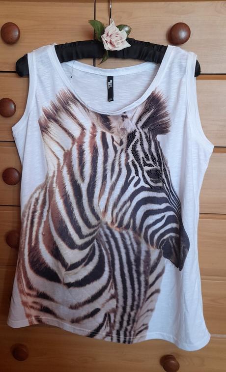 Zebra bílý letní top maxi blue, 42