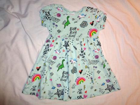 Krásné mentolově zelené šaty s jednorožci, next,104