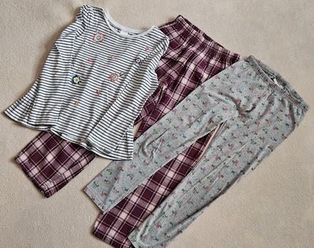 Flanelové kostkaté kalhoty, legíny minnie a tričko, 122–134