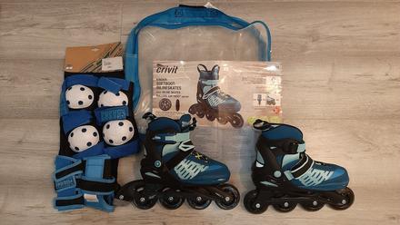 Dětské in-line brusle vel.33-37 + chrániče, crivit,33