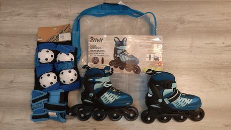 Dětské in-line brusle vel.33-37 + chrániče, crivit,33