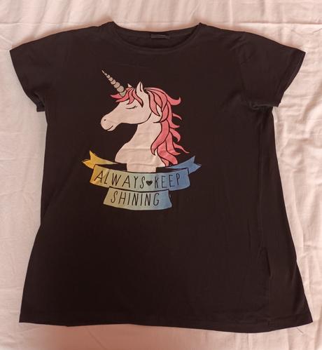 Dívčí triko černé krátký rukáv unicorn takko, takko,158